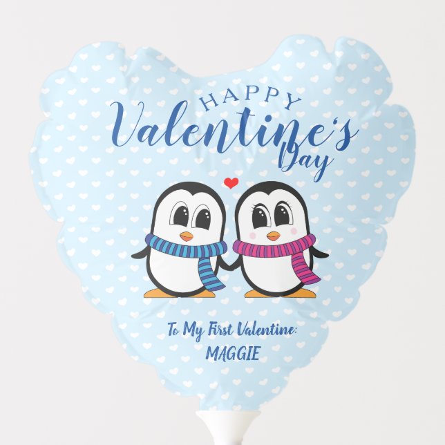 Cute Penguin Valentine's Day Balloon (Front)