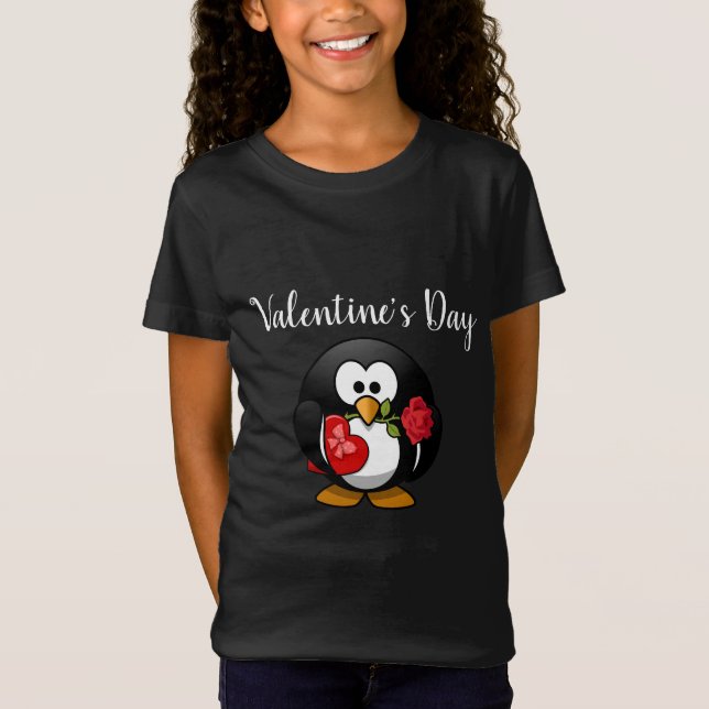 Cute Penguin Valentine's Day Kids Shirt (Front)