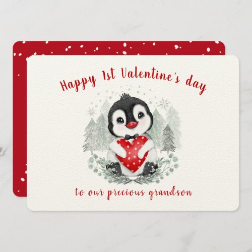 Cute Penguin Valentines day Vintage Vibes Card