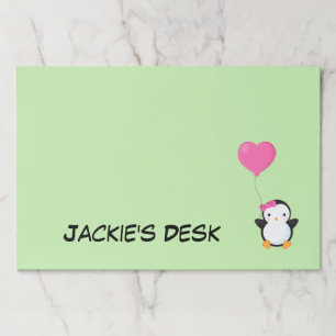 Cute Penguin w/Pink Bow and Pink Heart Balloon Paper Pad