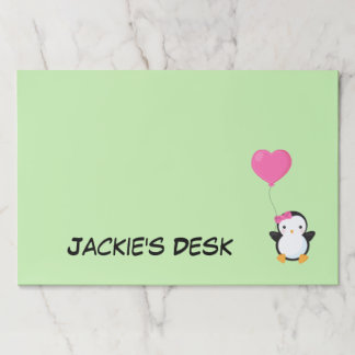 Cute Penguin w/Pink Bow and Pink Heart Balloon Paper Pad
