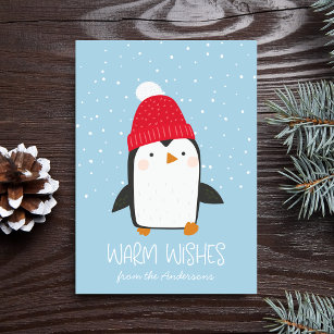 Cute Penguin Warm Wishes Non-Photo Holiday Card