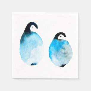 Cute penguin watercolor art napkins