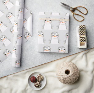 Cute Penguin Watercolor Modern Wrapping Paper