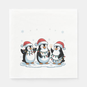 Cute Penguin Wearing Santa Hat Xmas Penguin Lover Napkins
