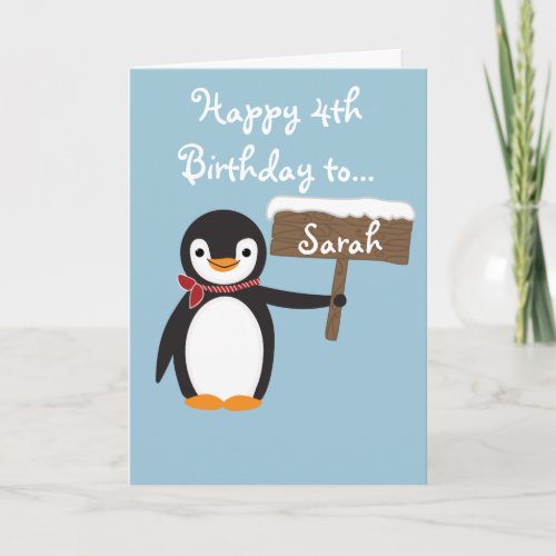 Cute Penguin Wearing Scarf Design Card