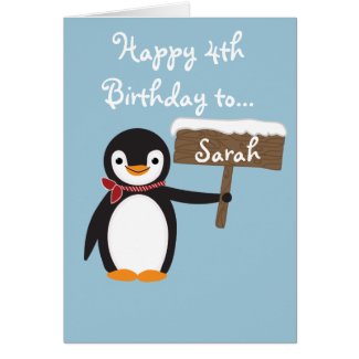 Cute Penguin Wearing Scarf Design Card