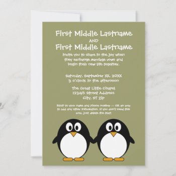 Cute Penguin Wedding Invitation by MyPetShop at Zazzle