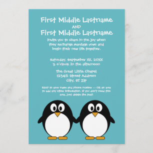 Cute Penguin Wedding Invitation