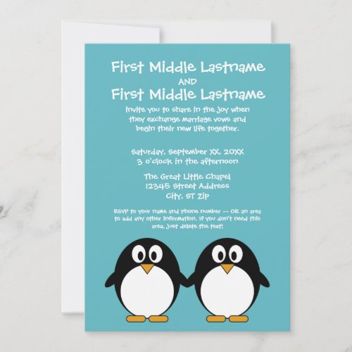 Cute Penguin Wedding Invitation