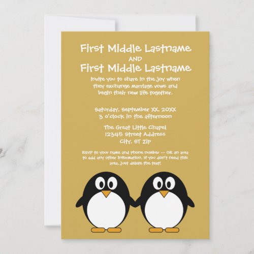 Cute Penguin Wedding Invitation