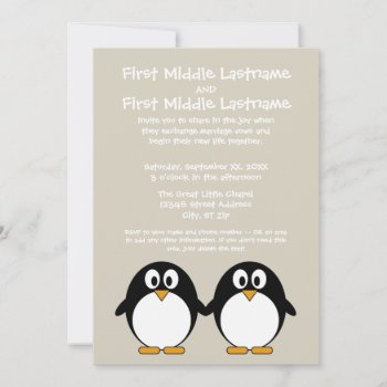 Cute Penguin Wedding Invitation by MyPetShop at Zazzle