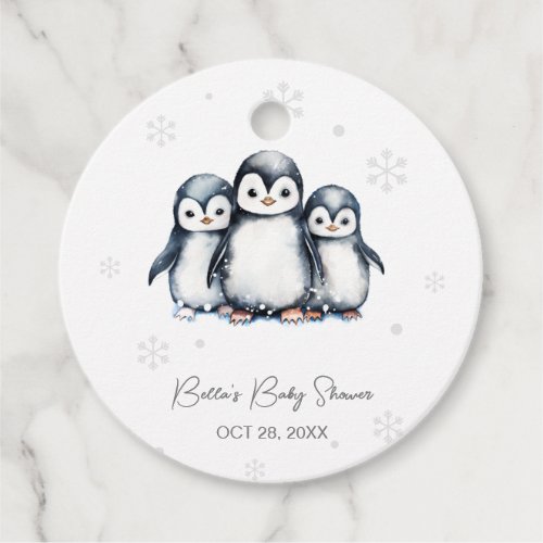 Cute Penguin Winter Baby Shower  Favor Tags