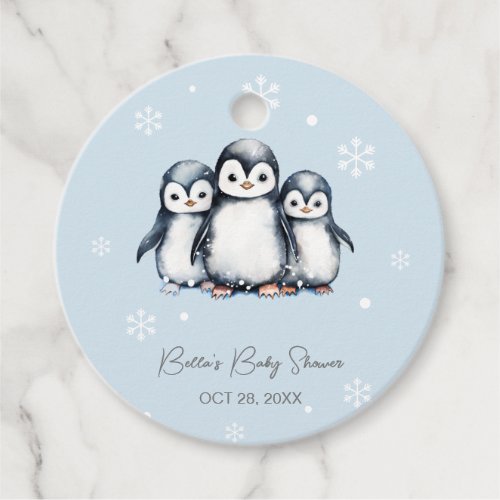Cute Penguin Winter Baby Shower Favor Tags