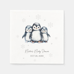Cute Penguin Winter Baby Shower Napkins