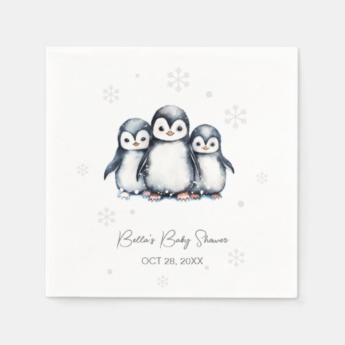 Cute Penguin Winter Baby Shower  Napkins