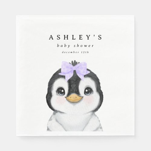 Cute Penguin Winter Baby Shower Napkins