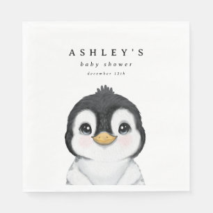 Cute Penguin Winter Baby Shower Napkins
