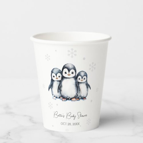 Cute Penguin Winter Baby Shower  Paper Cups