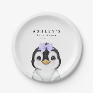 Cute Penguin Winter Baby Shower Paper Plates