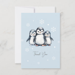 Cute Penguin Winter Baby Shower Thank You Card