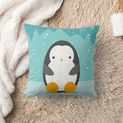 Cute Penguin Winter Cartoon and Name Blue 2-sided 