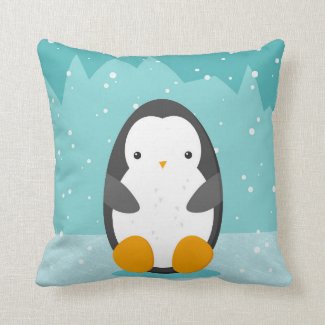 Cute Penguin Winter Cartoon and Name Blue 2-sided 