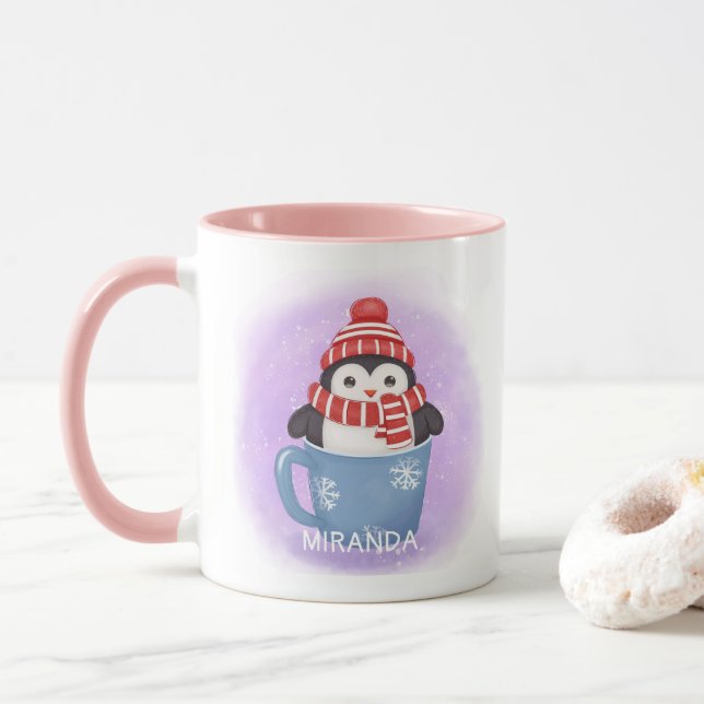 Cute penguin Winter Holiday Mug (With Donut)