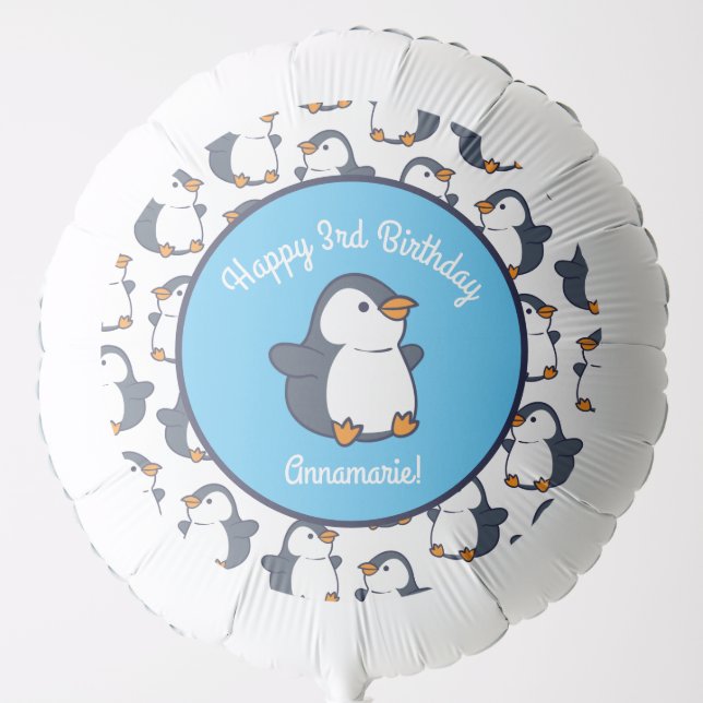 Cute Penguin Winter Kids Birthday Party Balloon (Front)