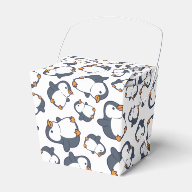 Cute Penguin Winter Kids Birthday Party Favor Boxes (Front Side)