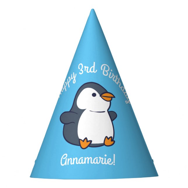 Cute Penguin Winter Kids Birthday Party Hat (Front)