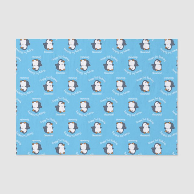 Cute Penguin Winter Kids Birthday Party Tissue Paper (Front)