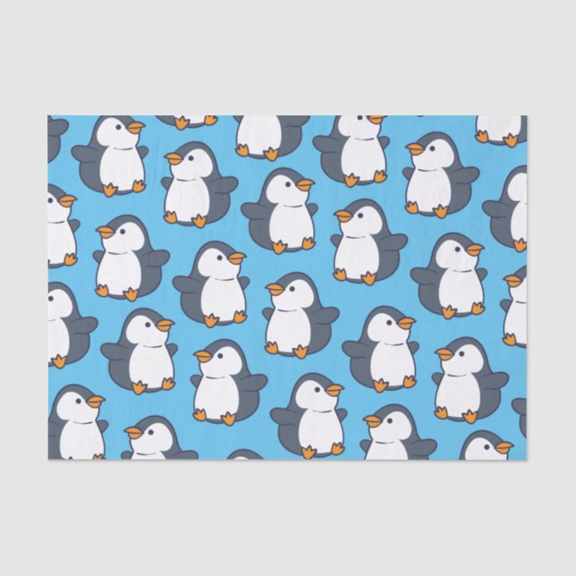 Cute Penguin Winter Kids Birthday Party Tissue Paper (Front)