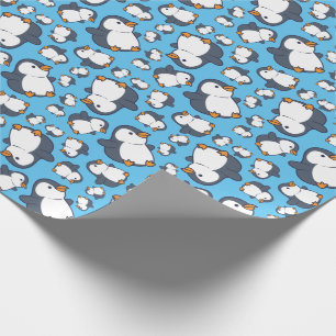 Cute Penguin Winter Kids Birthday Party Wrapping Paper