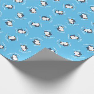 Cute Penguin Winter Kids Birthday Party Wrapping Paper