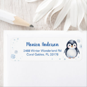 Cute Penguin Winter Personalized Label