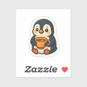 Cute penguin with a cup of tea sticker