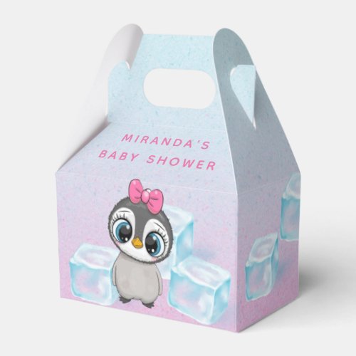 Cute Penguin with Big Eyes Ice Baby girl Shower  Favor Boxes