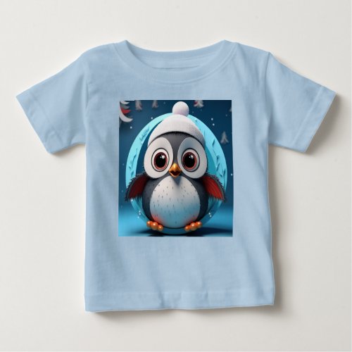 Cute Penguin with Big Eyes Ready To Layer  Baby T_Shirt