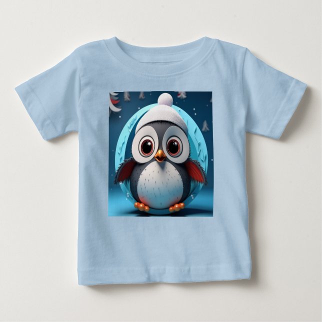 Cute Penguin with Big Eyes Ready To Layer  Baby T-Shirt (Front)