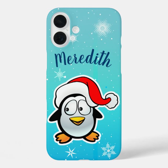 Cute Penguin With Christmas Hat Case-Mate iPhone Case (Back)