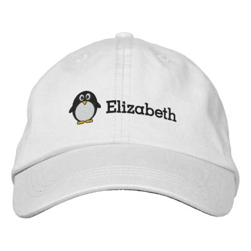 Cute Penguin with Custom Name Embroidered Baseball Cap