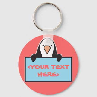 CUTE PENGUIN WITH CUSTOM SIGN, <YOUR TEXT HERE> KEYCHAIN