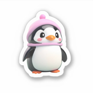 cute penguin with hat sticker