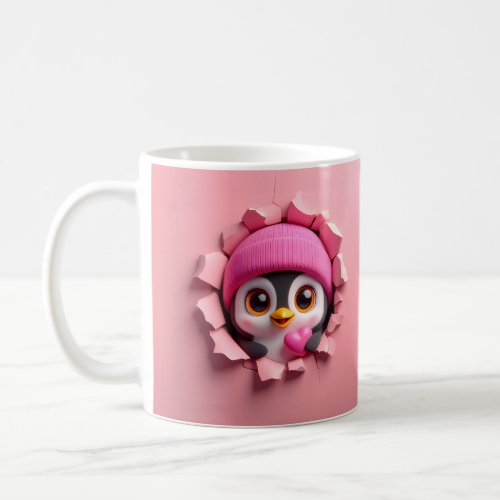 Cute Penguin with Heart _ Adorable 3D Mug