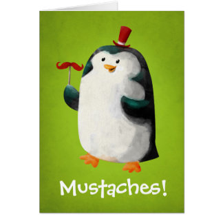 Cute Penguin with Mustaches Cards