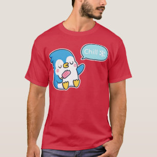 Cute Penguin With Popsicle Says Chill T-Shirt