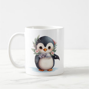 Cute Penguin With Scarf and Holly Coffee Mug