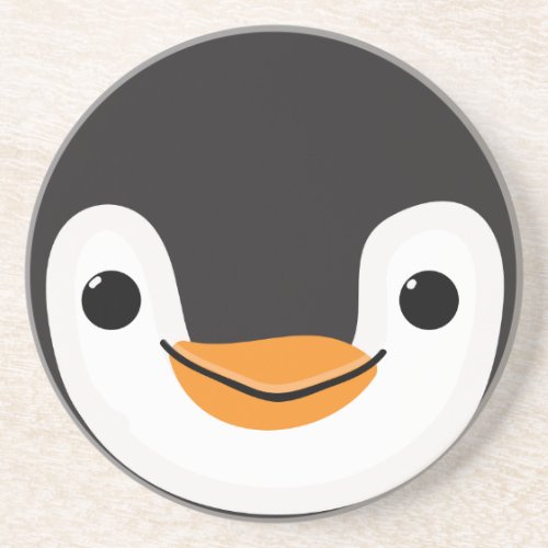 Cute Penguin With Scarf and Sign Drink Coaster