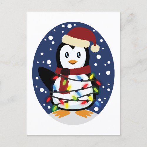 Cute Penguin Xmas Santa Winter Holiday Gift Postcard